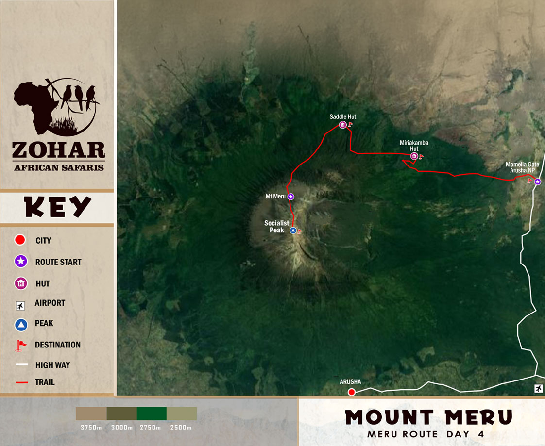 Meru Trek - 4 Days map