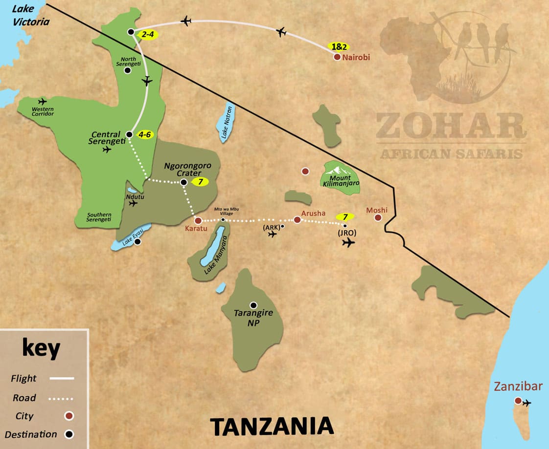 the best of tanzania and kenya map img
