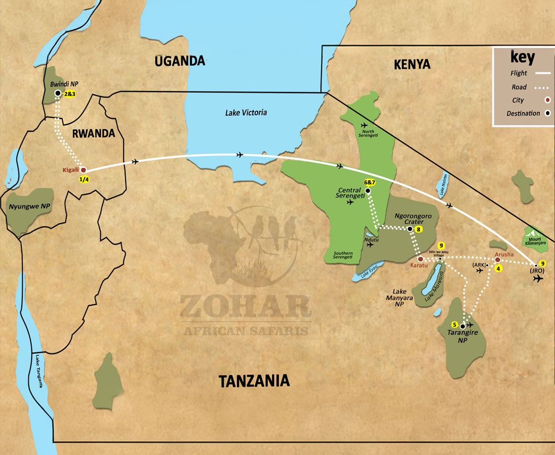 Uganda-Gorillas-Tanzania-map