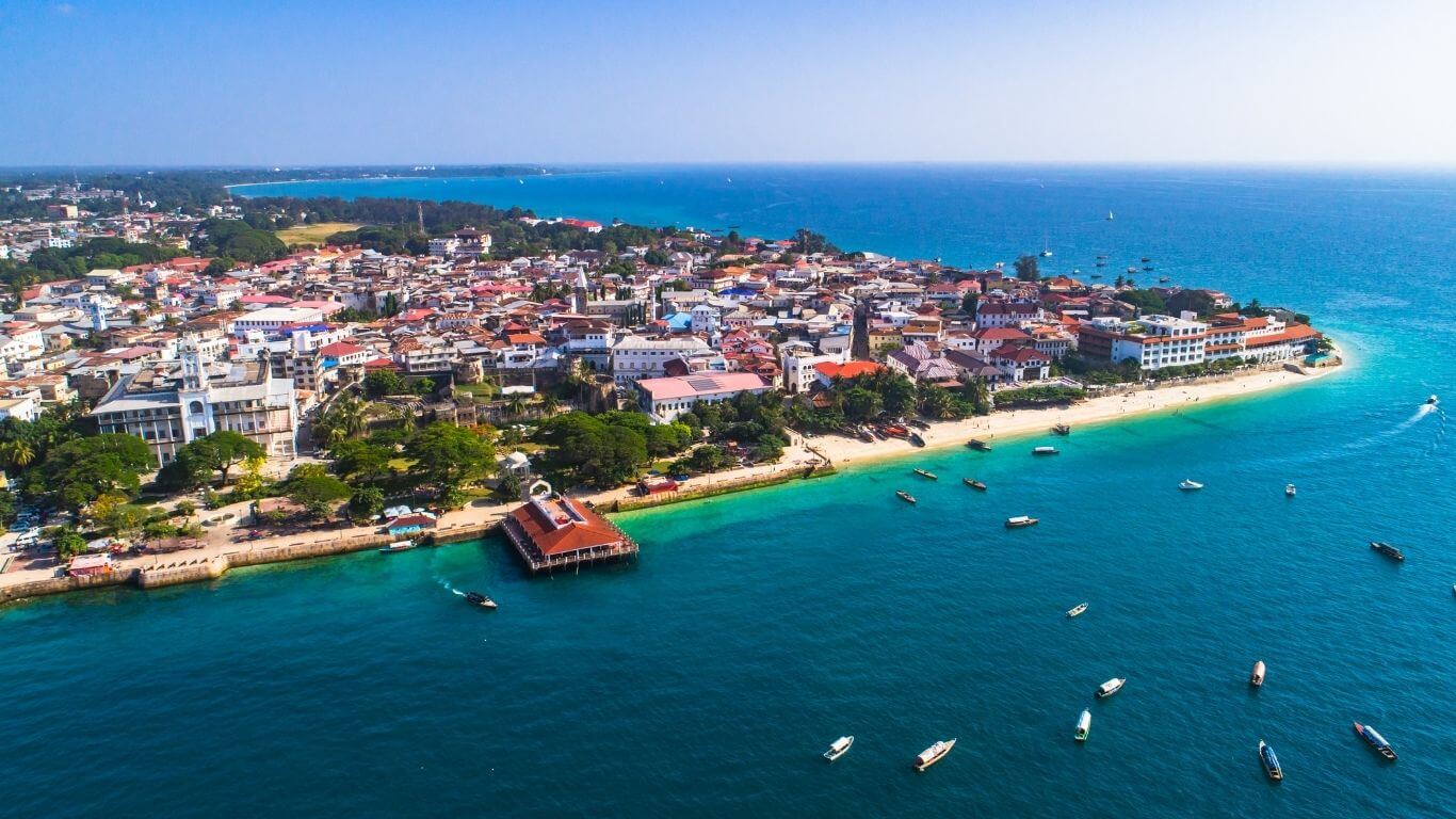 Aerial view from Stone Town in Zanzibar