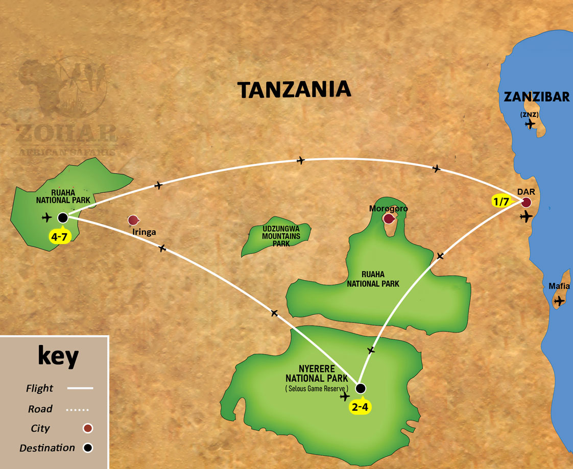 best of the south fly safari 6 days map img